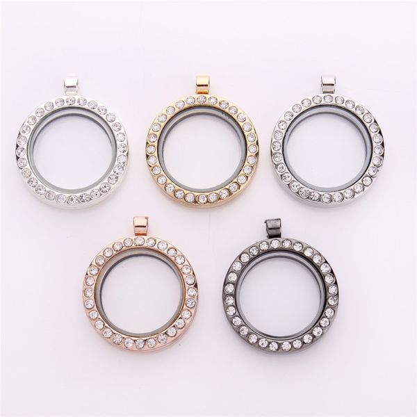

fashion 31x35mm memory locket crystal floating diy jewelry making circle charms for gift f2527, Bronze;silver