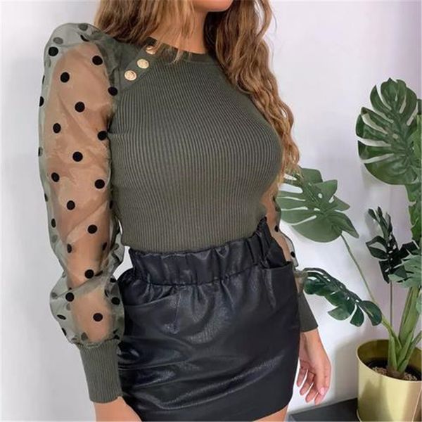 

womens and blouses elegant dot print ladies streetwear women vintage o neck long sleeve blouse shirt woman clothes, White