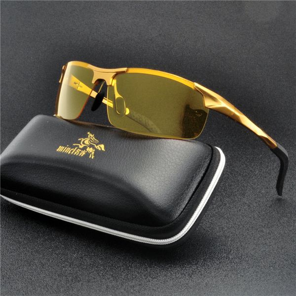 

2019 new hd night vision glasses men aluminium yellow lens sunglasses men polarized night safe driving goggles with box fml, White;black