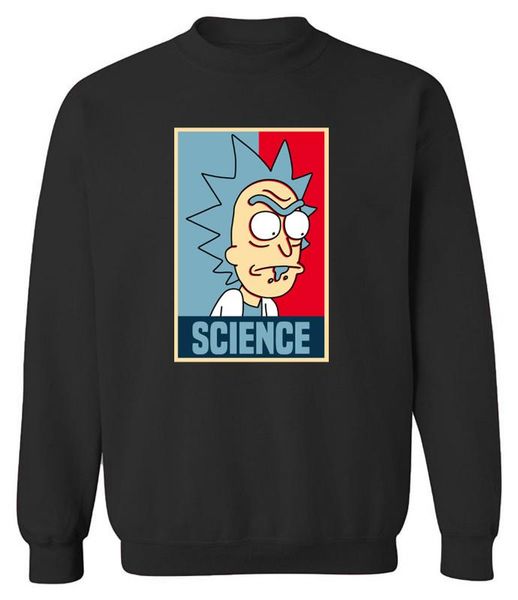 

funny sweatshirts science rick and print hoodie for men 2018 spring long sleeve fleece pullovers hip hop men's hoodies, Black