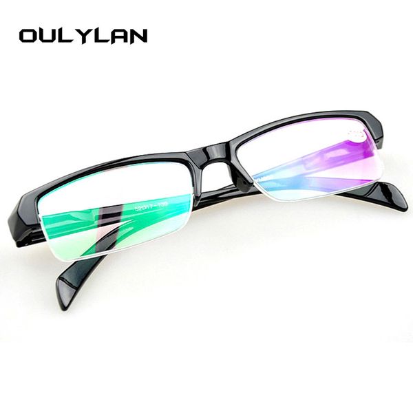 

oulylan myopia glasses women men half frame prescription eyeglasses black frames diopter -1.0 -1.5 -2.0 -2.5 -4.0, Silver