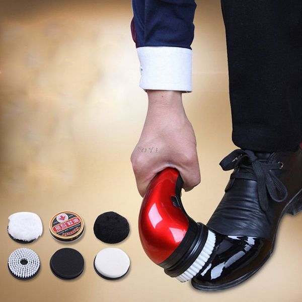 

electric shoe brush polisher portable handheld scrubber with storage box shoes cleaning brush kit for leather bags clothes 1