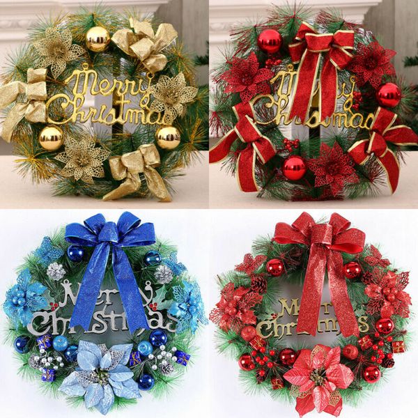 

30/40cm christmas wreath decoration xmas home party door garland hanging ornaments