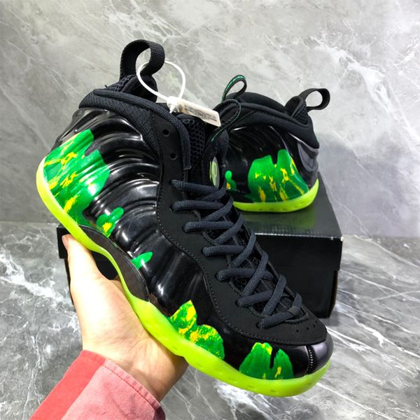 

new penny hardaway paranorman men basketball shoes foam one pro black green mens designer sports sneakers with box size 8-13
