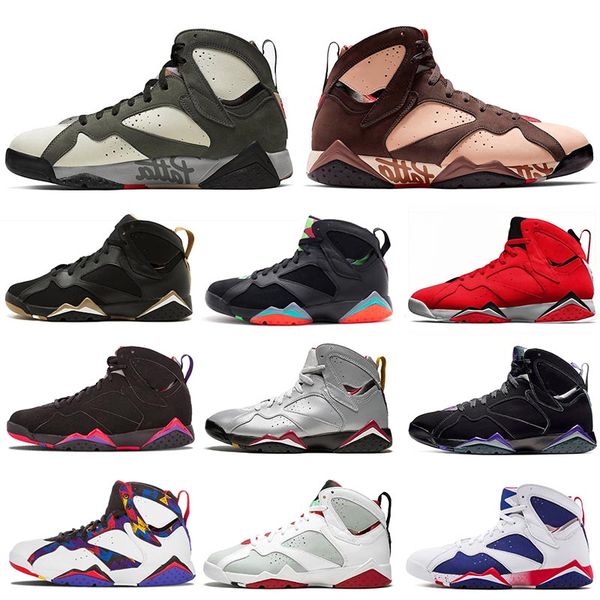 

patta x 7s jumpman 7 icicle men basketball shoes fadeaway barcelona nights bordeaux gmp olympic hare pure money mens sports sneakers, White;red