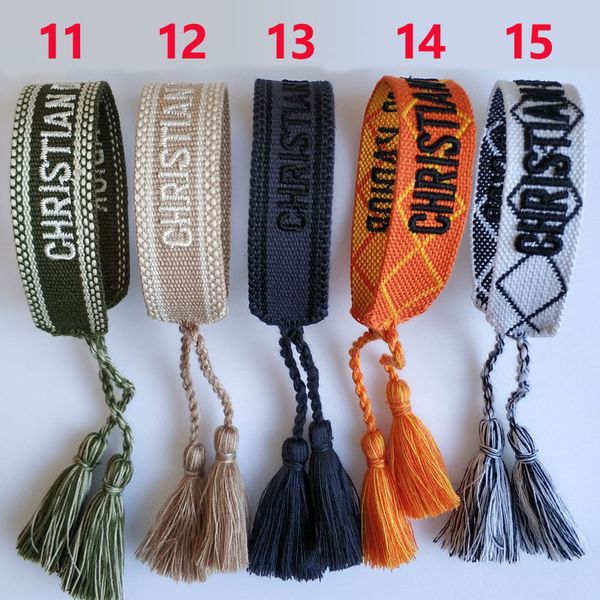 

dib8 with bag fashion style rope material man sport bracelet with sewing words and tassel hand strap famous brand jewelry for women gift, Black