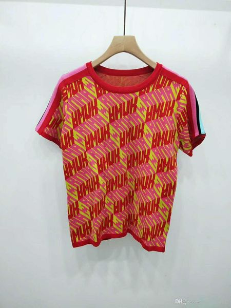 

529 2019 весна бренд же стиль sweaterpullover круглый вырез письмо с коротким рукавом роскошный топ женская одежда цянь, White