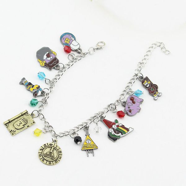 

fashion gravity falls bracelet pendant bangel dipper and mabel figure charm keyring fashion jewelry gift for women men toy, White