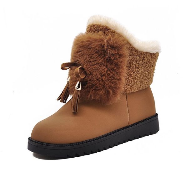 

shoes woman autumn new low heel fringe rubber artificial short plush short tube winter women boots shoes boots, Black