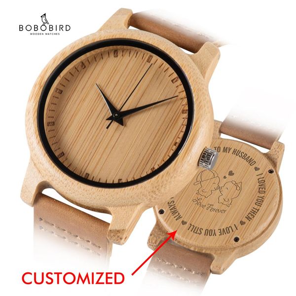 

бобо птица деревянная пара часы гравировка задняя крышка натуральная кожа для любителей мода кварцевые наручные часы с подарочной коробке че, Slivery;brown