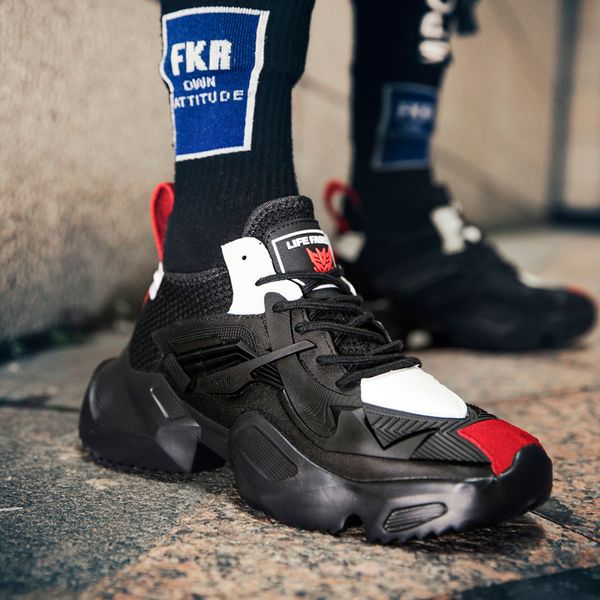 

mring color matching old shoes for men and women in the thick bottom increase ins sports shoes autumn and winter new, Black