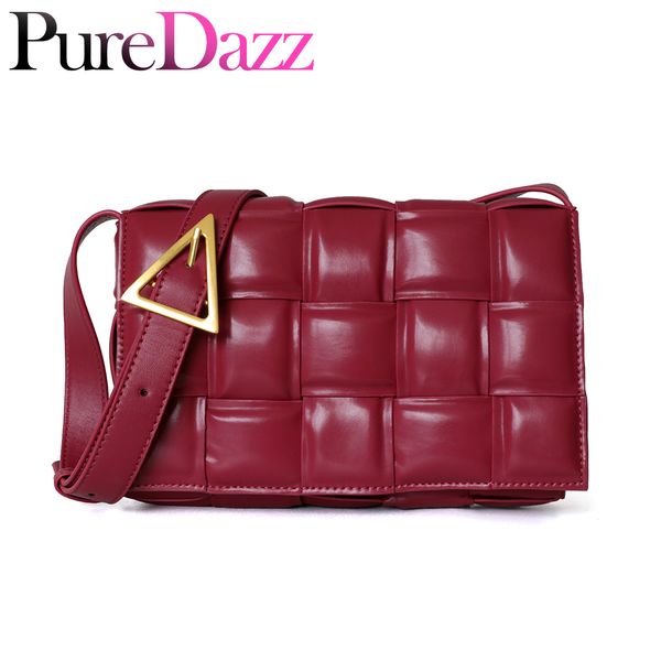 

women bag genuine leather luxury designer woven bag fashion crossbody grid pattern shoulder