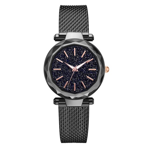 

cool fashion without digital simple star sky dial ladie mesh with quartz watch 2019 new casual crystal women watch horloges, Slivery;brown
