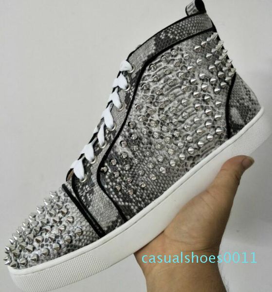 

2019 новый конструктор red bottoms повседневная обувь скольжению на роликовый boat мужская женщины suede spike кристалл кожа спортивные крос, Black