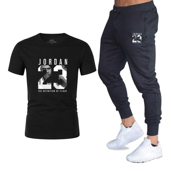 

2019 men's sets t shirts pants men brand clothing two piece suit tracksuit fashion casual tshirts gyms workout suit, White;black