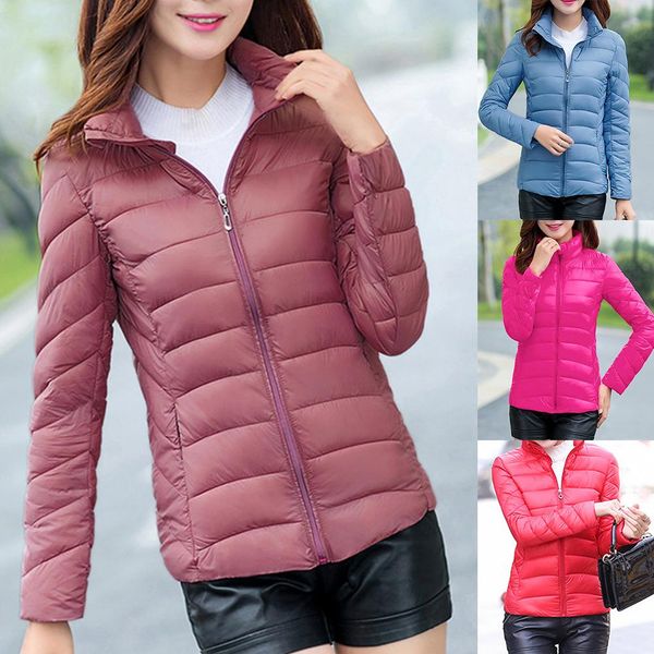 

women autumn winter stand collar long sleeve thickened warm short cotton coat women winter jacket cotton padded warm coat, Black