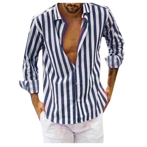 

casual long sleeve shirt men vertical striped slim fit long sleeve casual button down loose daily dress shirts camisa masculina, White;black