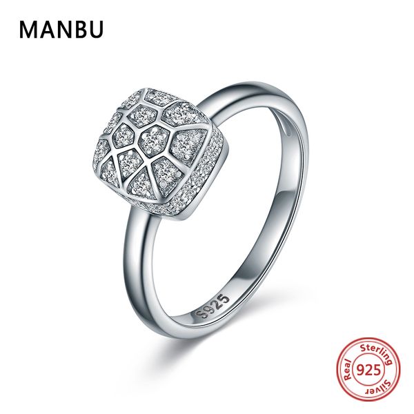

manbu 2019 new arrival 925 sterling silver rings for women football mesh ring pave setting cz trendy jewelry for anniversary, Slivery;golden