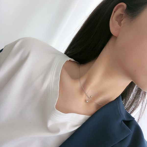 

ball dumbbells pendant necklace 925 sterling silver choker necklace big small ball for women fashion jewelry 925 silver, Golden;silver