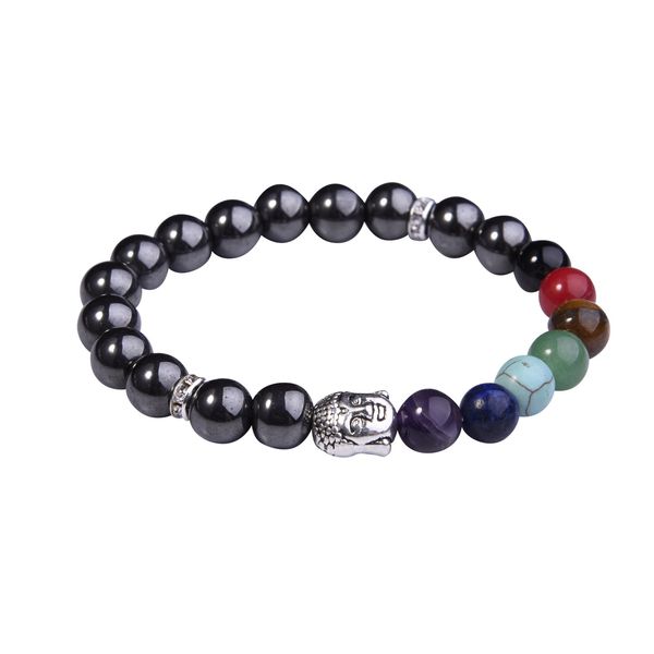 

natural gemstone beaded stretch prayer friendship bracelet - semi-precious bangle bracelet healing, Black