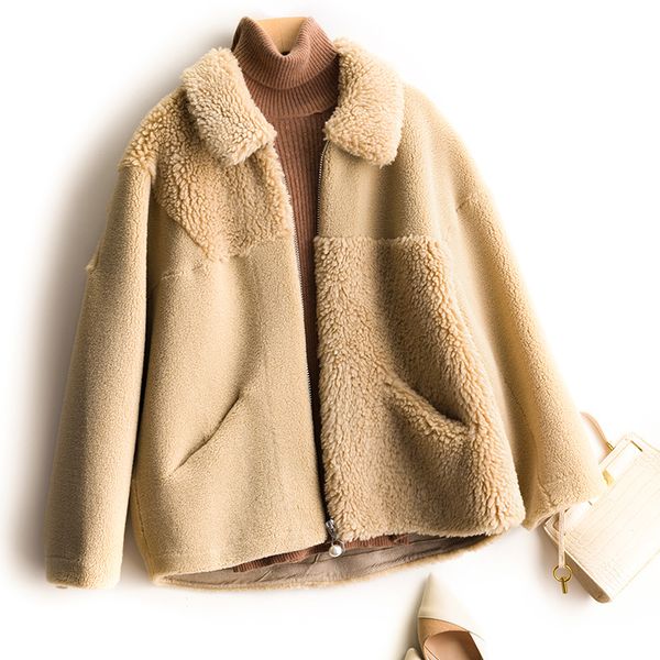 

bareskiy cashmere coat women's autumn and winter new lapel knit short coat slim cardigan long-sleeved solid color women's, Black
