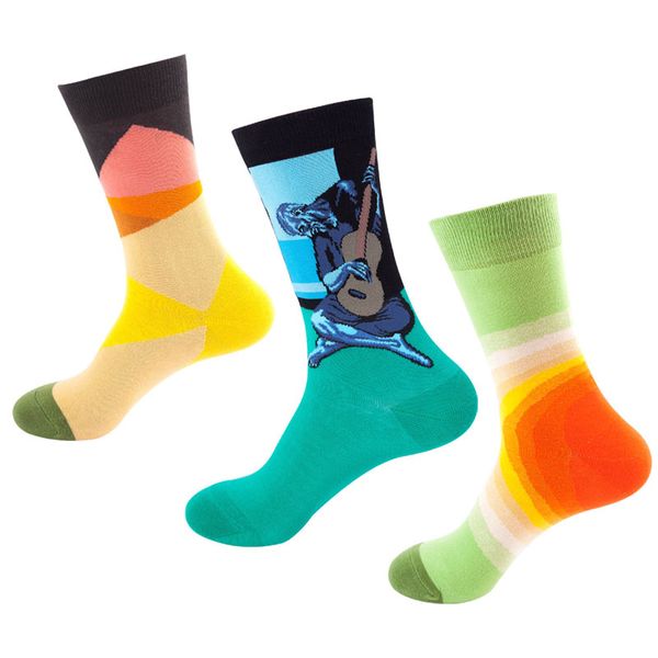 

3 pairs/lots funny cute cartoon flower fish bird skateboard socks women men socks cotton fashion couple lover sock, Black;white