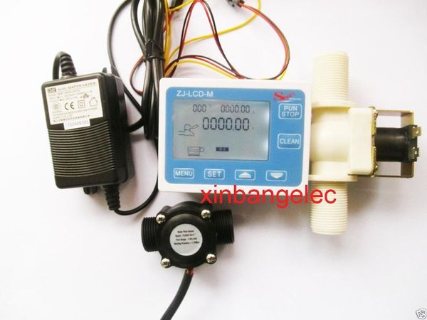 

g3/4" water flow control lcd display+flow sensor +solenoid valve +power adapter