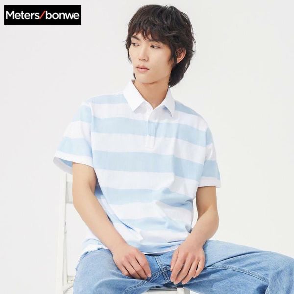 

metersbonwe марка shirt 2020 новое лето высокое качество мужчины сыпучие с коротким рукавом полоса мужские рубашки 631537, White;black