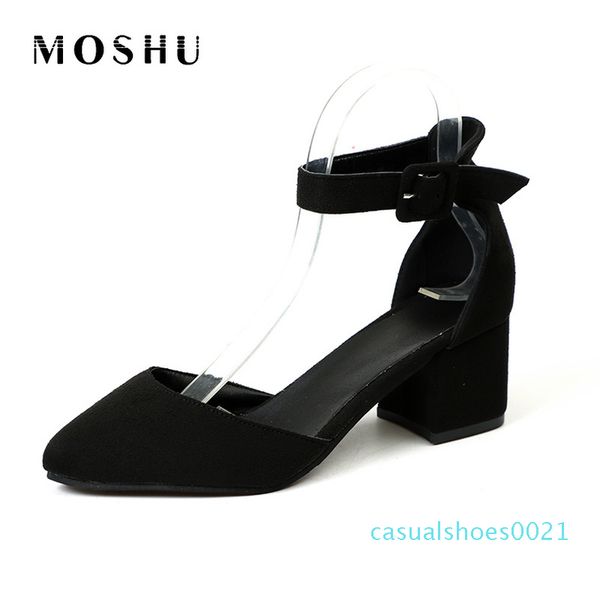 

women sandals summer shoes ladies low heels sandals casual ankle strap sandalias femme block heel plus size zapatos mujer 2020 c21, Black