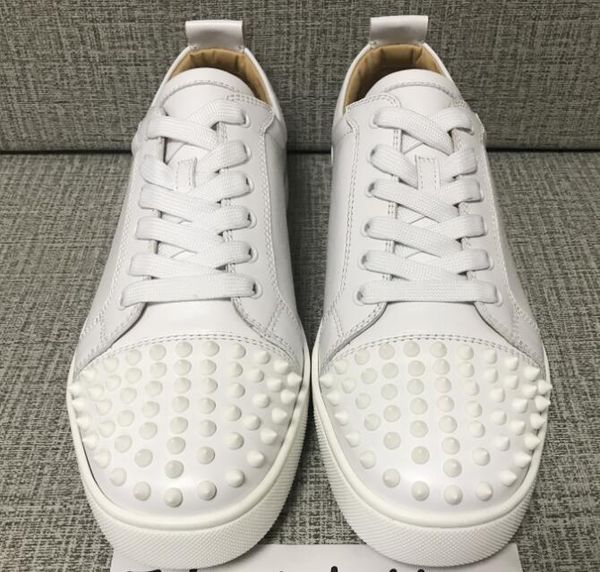 

2019 r original box french-design white leather spikes red bottom sneakers shoes women,men casual walking rivets party dress casual, Black
