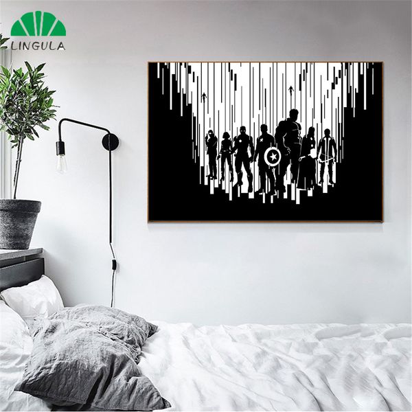 

lingula movie poster nordic kids room decor marvel superheros hulk iron man black white wall art wall pictures for living room