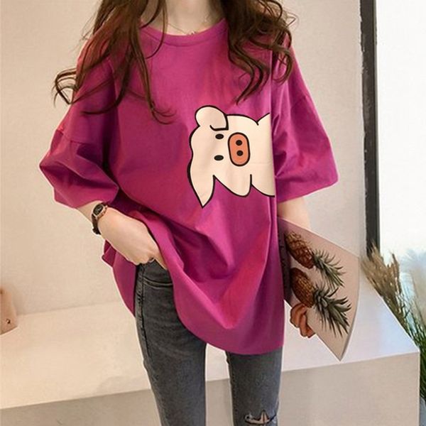 

summer 2019 candy color t- female t-shirt dress short sleeve student half sleeve base shirt clothes women's dress, White