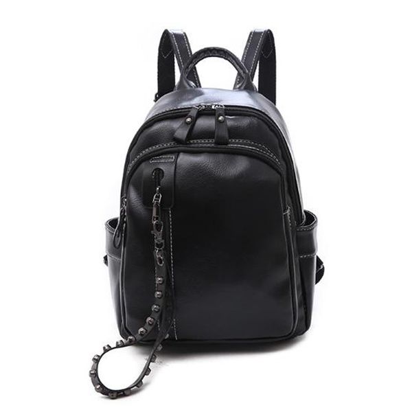 

korean version of the sen retro college wind college student bag soft leather wild travel backpack