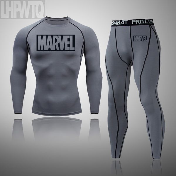 

men's gym thermal underwear running fitness compression sportswear training suits workout jogging sports marvel clothing, Black;blue