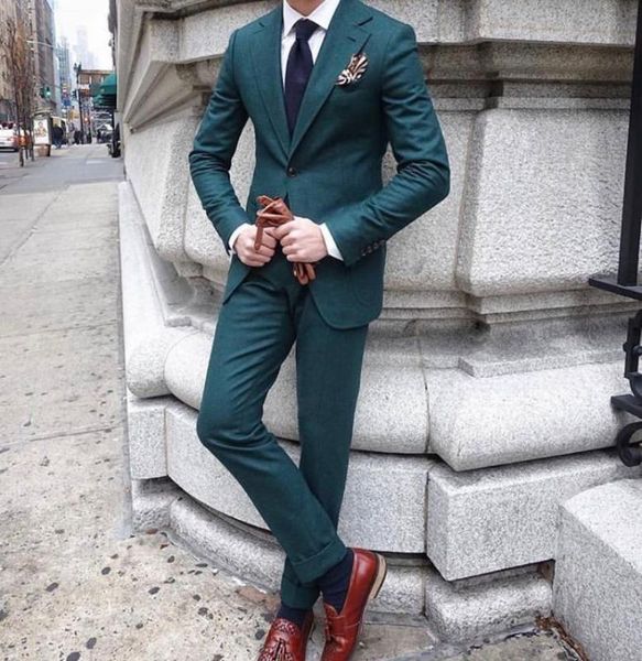 

dark green men's suit 3 sets fashion design one button solid color wedding dress new slim fit business formal costume homme, White;black