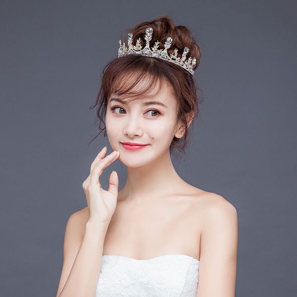 

gold crystal tiara crown wedding hair accessories princess queen wedding crown rhinestones bridal women hair jewelry, Golden;white