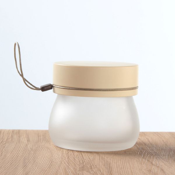 

100г матовое прозрачное стекло баночки с веревка кожи уход за глазами крем пот refillable косметический контейнер бутылка