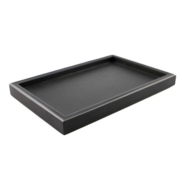 

easy-wooden serving tray dishes plate- black