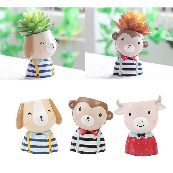 

3pcs cute animal resin succulent planters small cactus pot cute gifts for home office