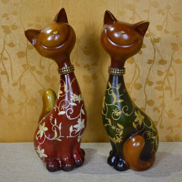 

lucky cat home decor decoration gift of modern living room a couple of cats with resin