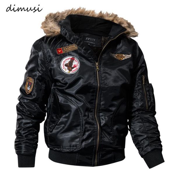 

dimusi mens winter jacket coats thick thermal cotton parka jacket men faux fur warm hoodies tactical jackets parks homme,ta035, Black