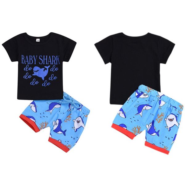 

new summer children baby boys casual short sleeve letter print t-shirt +shorts costume set #e, White