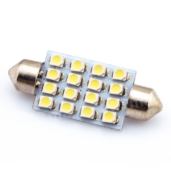 

1pcs c5w led 31 36 39 42mm 16 smd pure white dome festoon led car light bulb auto lamp interior lights styling car light source