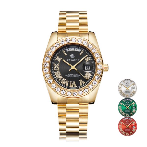 

role hip hop watch for men cagarny fashion women's quartz watches diamonds wristwatch waterproof golden relogio masculino, Slivery;brown