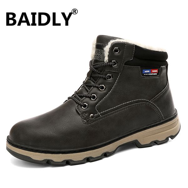 

new super warm man boot fashion men winter snow boots keep warm boots men plush ankle work shoes men's snow, Black