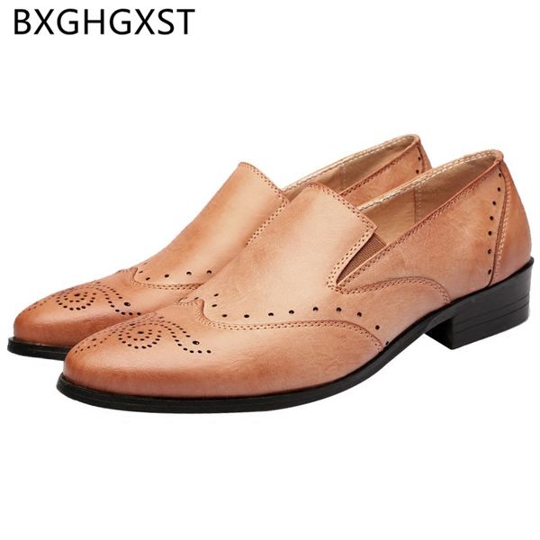 

dress shoes vintage men classic loafers brogue formal coiffeur 2021 mens genuine leather slip, Black