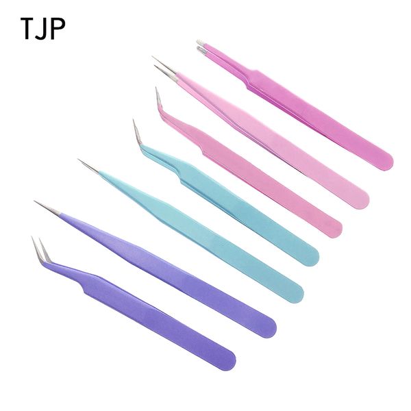 

tjp 3styles stainless tweezer slant tip/point tip/ flat non-magnetic tweezers repair uv glue tool for jewelry making tools