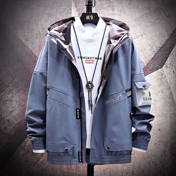 

мужская дизайнерская повседневная осенняя куртка с капюшоном инструмент тренд свободная студенческая одежда, Black;brown