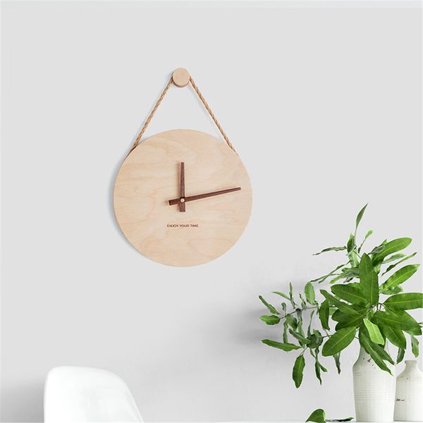 

10 inch living room decoration wood grain quartz modern durable mute running battery operated practical wall clock simple annual