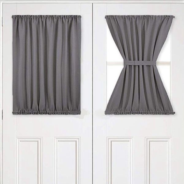 

2pcs gray front blackout french door curtain panel for patio with 1 bonus tiebacks 54x40inch